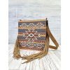 LADIES SQUARE CROSSBODY W/ NEUTRAL SOUTHWESTERN PATTERN