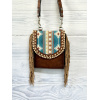 LADIES SADDLE POUCH TAN W/ SUEDE BUCKSTITCH - Image 2