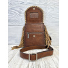 LADIES SADDLE POUCH TAN W/ SUEDE BUCKSTITCH - Image 3