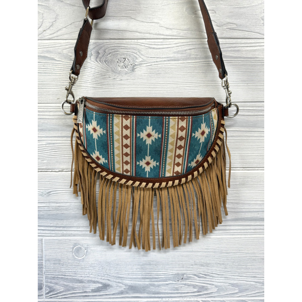 SLING POUCH BLUE AND SIENNA SOUTHWESTERN PATTERN - Image 2