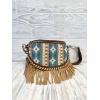 LADIES SLING POUCH BLUE AND SIENNA SOUTHWESTERN PATTERN