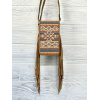 LADIES CROSSBODY PHONE BAG NEUTRAL SOUTHWESTERN PATTERN WITH FRINGE - Image 2