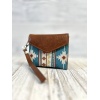 LADIES MINI WALLET BLUE AND SIENNA SOUTHWESTERN PATTERN