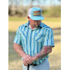 Teal & Coral Striped Polo