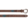 MENS GENUINE LEATHER BELT W/TEAL AZTEC PATCHES