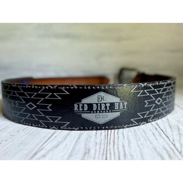 MENS GENUINE LEATHER BELT TOOLED W/ COBALT INLAY - Image 5