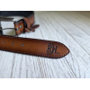 MENS GENUINE LEATHER BELT TOOLED W/ COBALT INLAY - Image 3