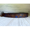 MENS GENUINE LEATHER BELT TOOLED W/ COBALT INLAY - Image 2