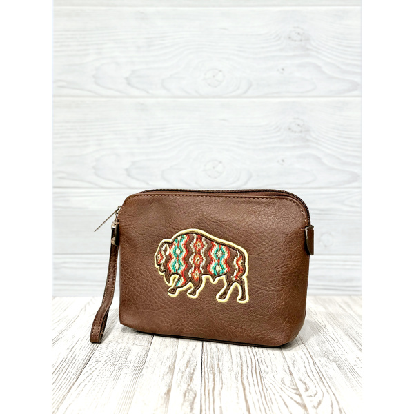 RED DIRT HAT CO LADIES COSMETIC POUCH W/BISON EMBROIDERY - Image 2