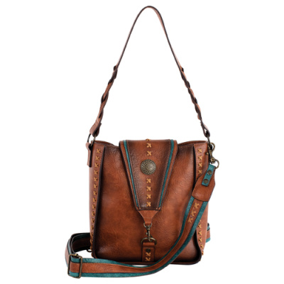 RED DIRT HAT CO LADIES CROSSBODY TAN W/CONCHO