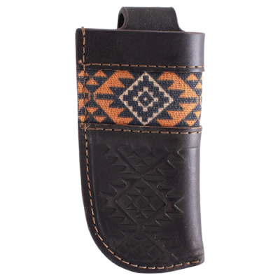 KNIFE SHEATH DARK BROWN W/SIENNA INLAY