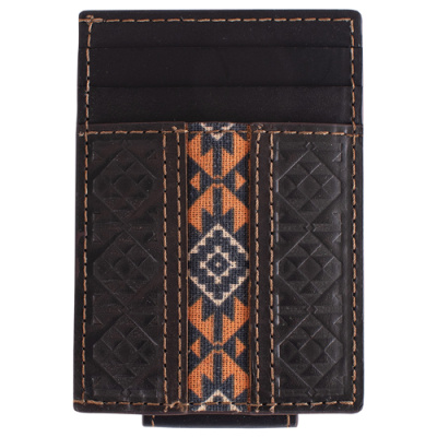 CARD CASE W/MAGNET CLIP DARK BROWN W/SIENNA INLAY