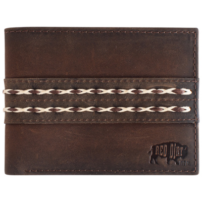 BIFOLD WALLET OILED BROWN W/DOUBLE BRAIDS