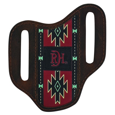 Men’s Pancake Knife Sheath – Oiled Antique Brown with Red & Mint Southwestern Design