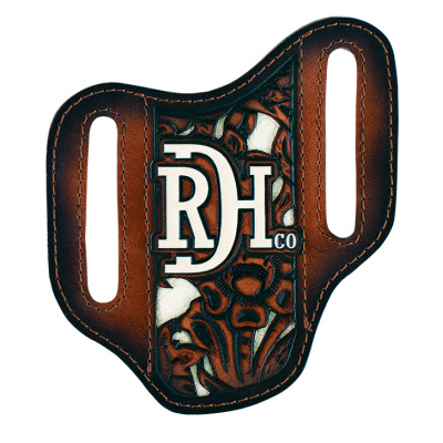 Men’s Pancake Knife Sheath – Tooled with Bone Inlay