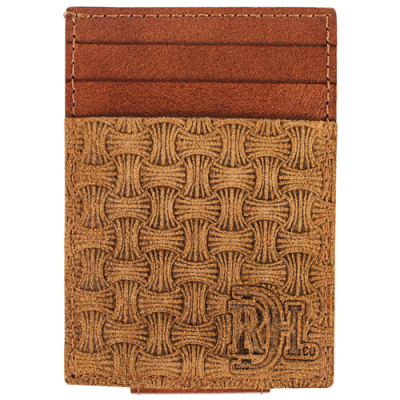 Men's Card Case w/ Magnetic Clip - Tan Roughout Basketweave