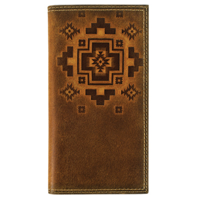 Men’s Rodeo Wallet – Tan Southwestern Square Cross