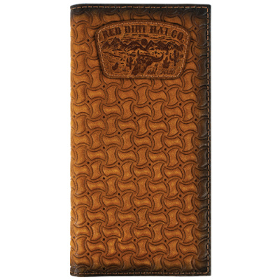 Men’s Rodeo Wallet – Tan Windmill Basketweave with Desertscape Patch