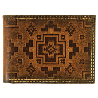 Men’s Bifold Wallet – Tan Southwestern Square Cross