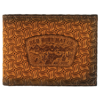 Men’s Bifold Wallet – Tan Windmill Basketweave with Desertscape Patch