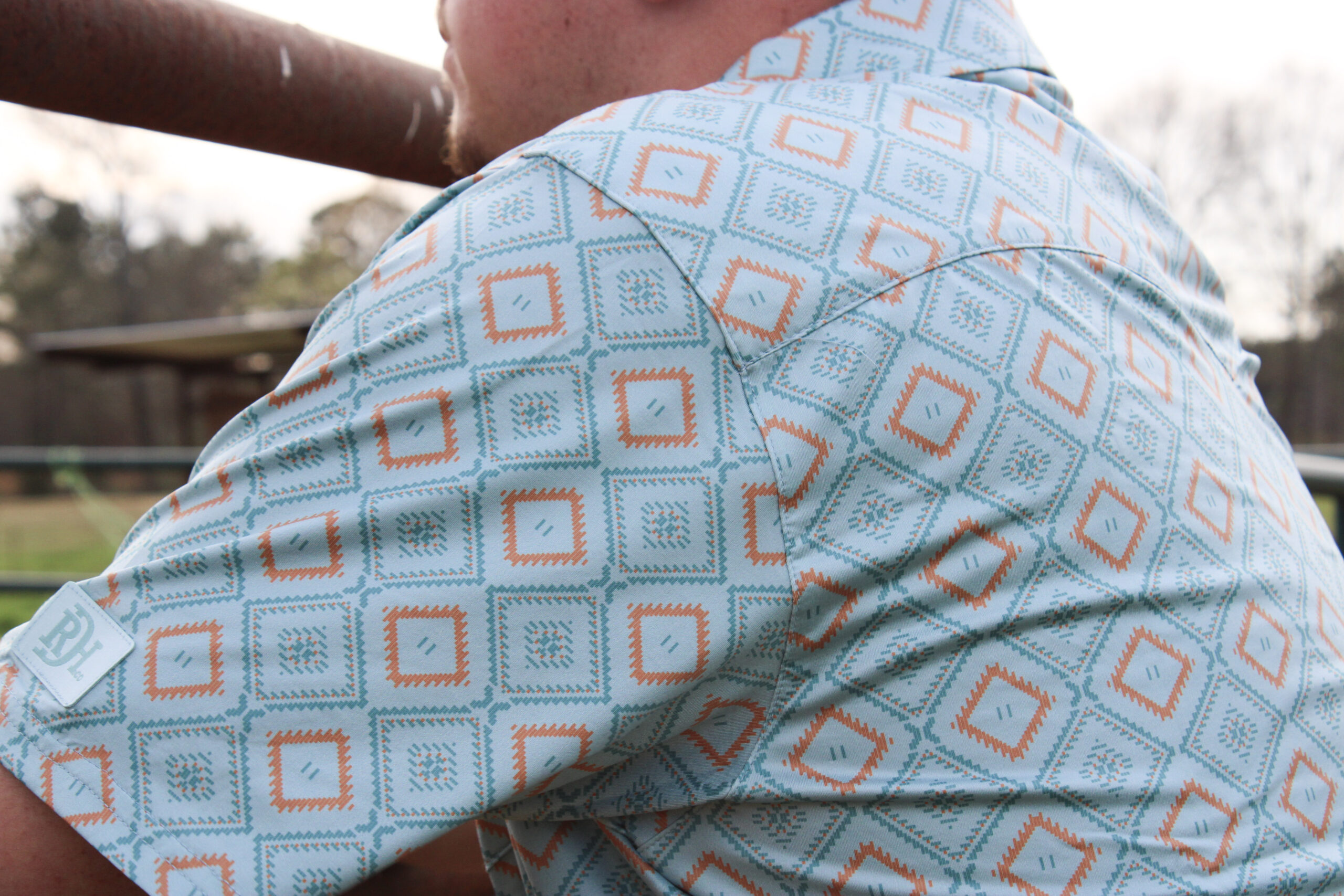 Cowboy Casual Men’s Short Sleeve Polo - Blue Tribal - Image 3