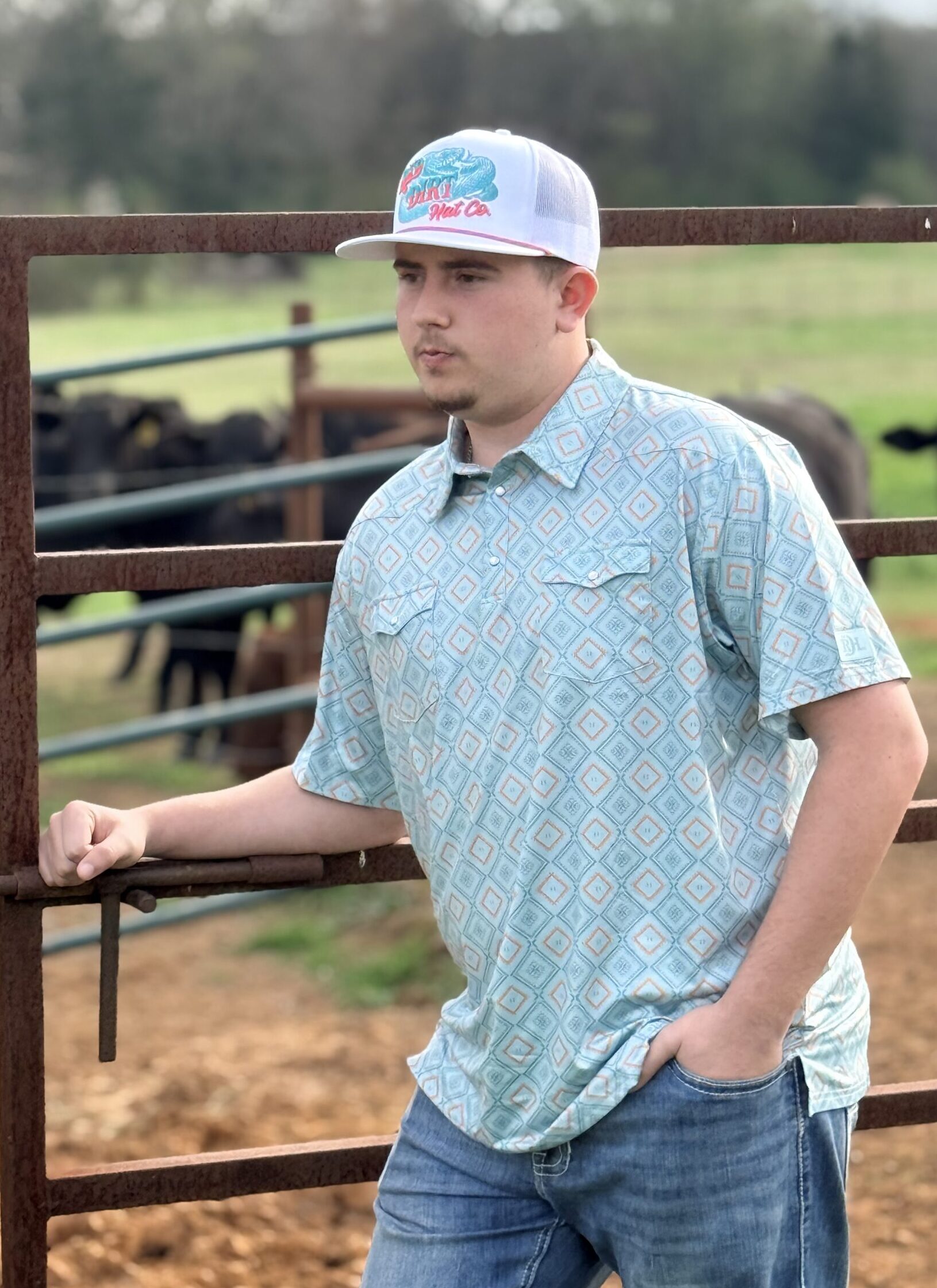 Cowboy Casual Men’s Short Sleeve Polo - Blue Tribal