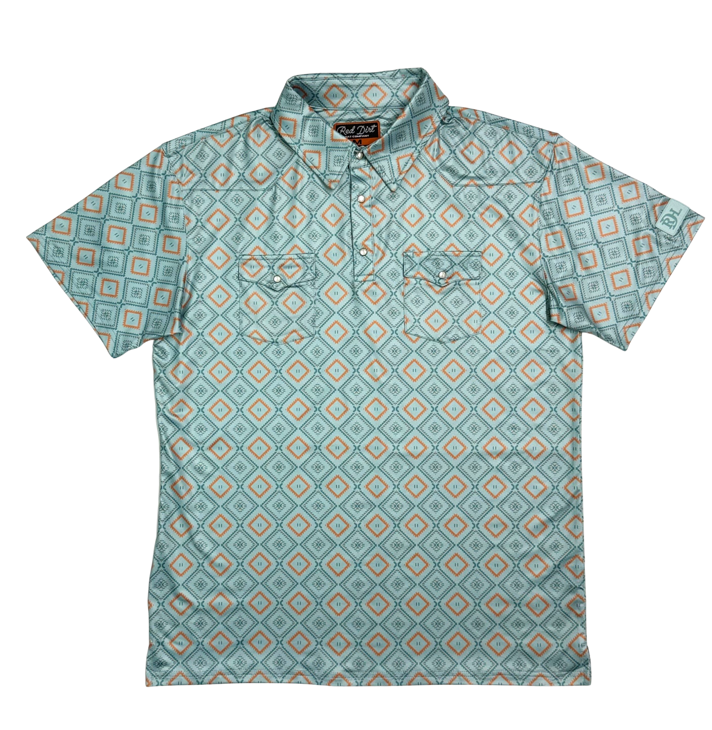 Cowboy Casual Men’s Short Sleeve Polo - Blue Tribal - Image 2