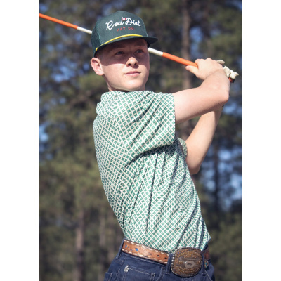 Cowboy Casual Men’s Short Sleeve Polo - Green Abstract