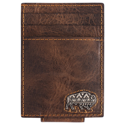 Men’s Card Case with Magnetic Clip – Bison Concho